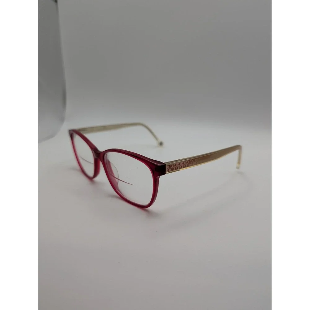 Carolina Herrera VHE676K Eyeglass Frames Red Gold CH Logo 54mm Designer Eyewear